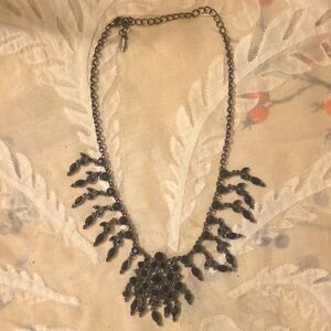 Unknown Brand Black Crystal Necklace With Chrome